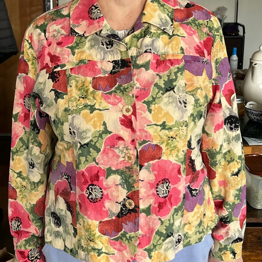 Coldwater Creek Floral Jacket - Pink, Green, Yellow, Cream, Purple
